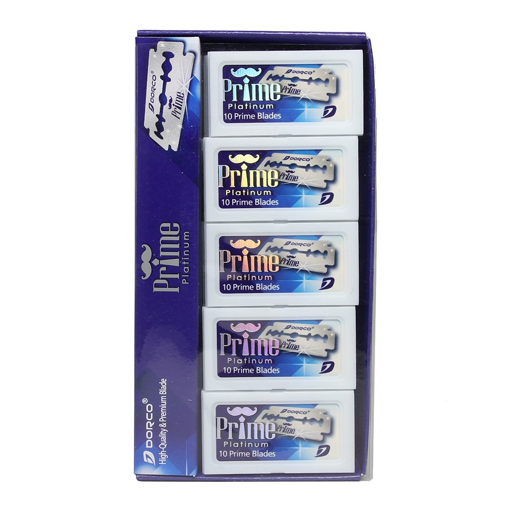 Dorco STP-301 Blue Prime Platinum Double Edge Razor Blades - 100 Blades - Palms